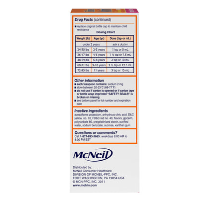 Motrin Children's Oral Suspension 100mg Ibuprofen Medicine, NSAID Fever Reducer & Pain Reliever for Minor Aches & Pains Due to Cold & Flu, Dye Free, Alcohol-Free, Berry Flavored, 8 fl. oz