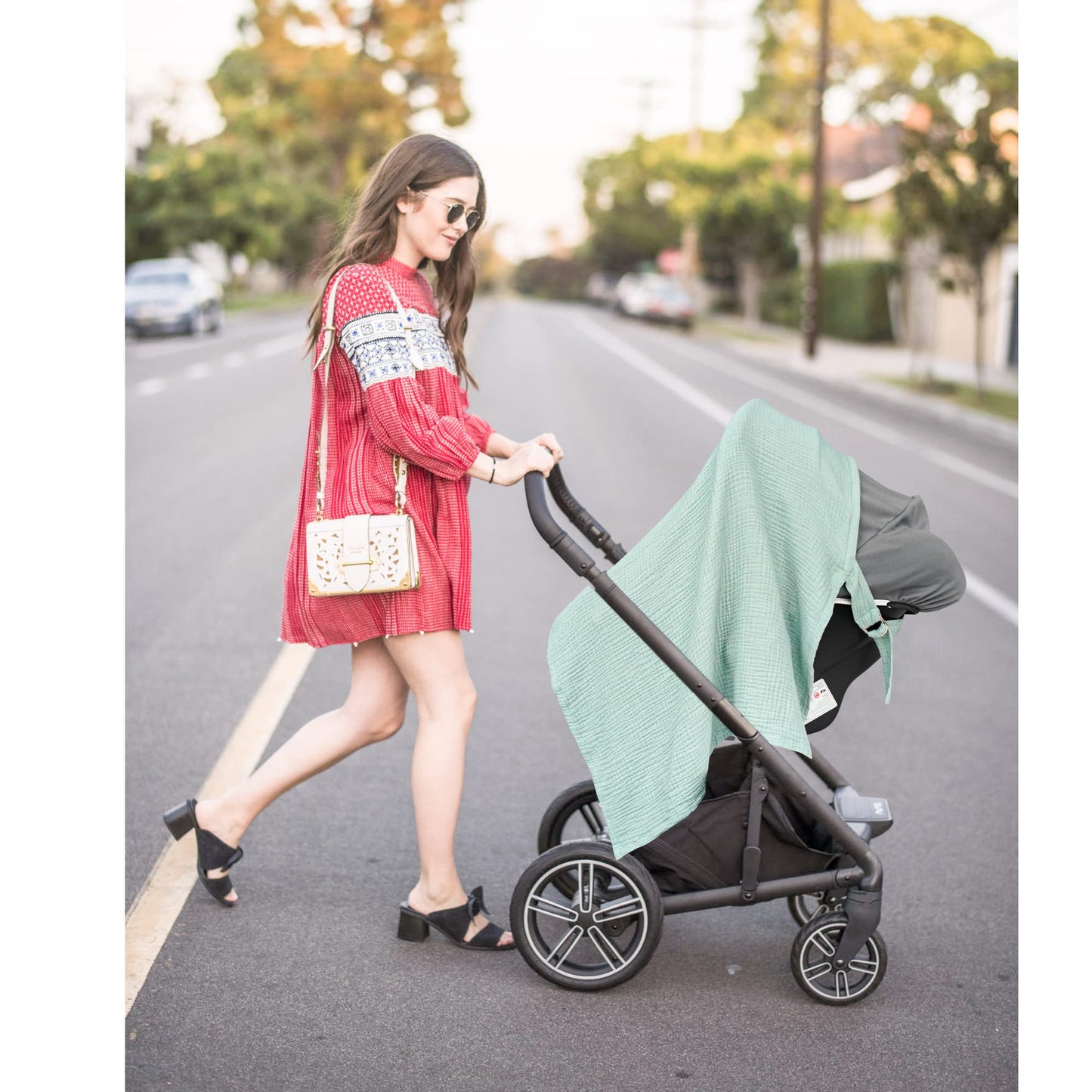 Konssy Muslin Nursing Cover for Baby Breastfeeding, Breathable 100% Cotton Breastfeeding Cover with Rigid Hoop for Mother Nursing Apron, Multi-use Carseat Canopy (Summer Wheat)