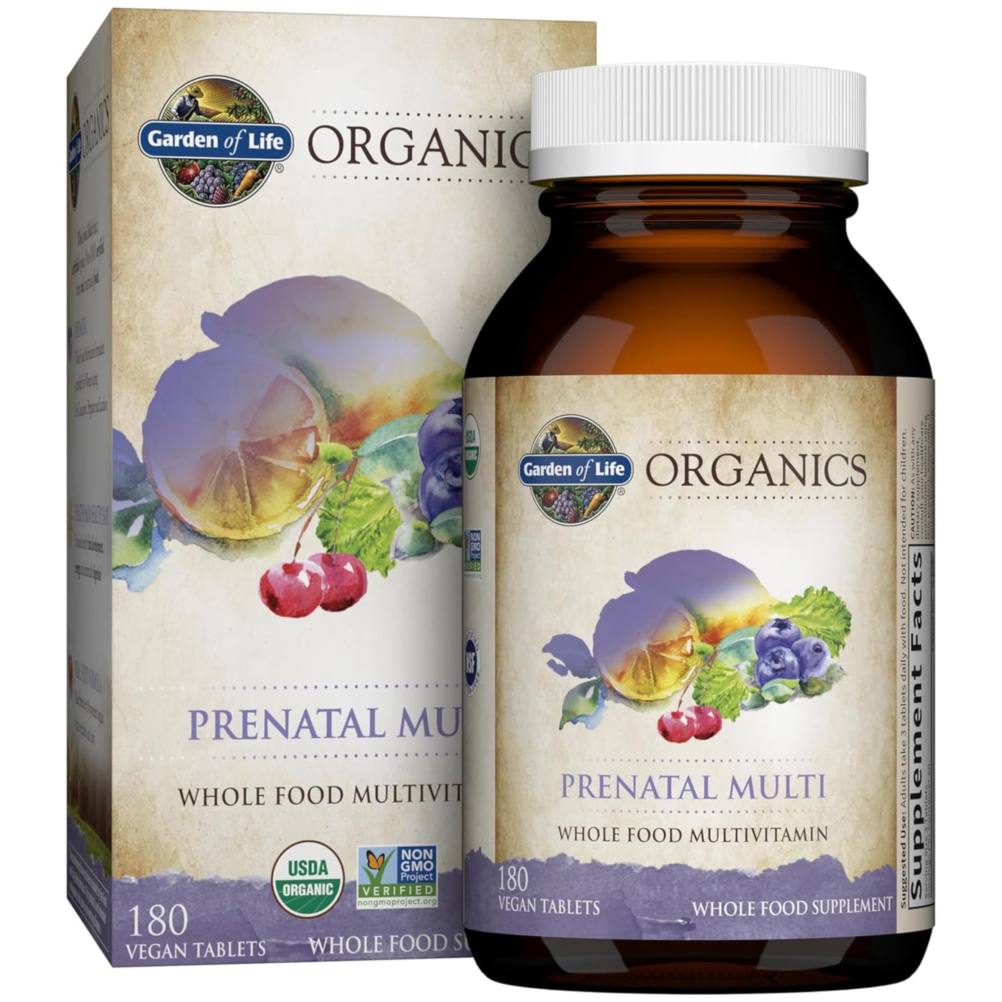 Garden of Life Organics Prenatal Vitamins - 30 Tablets, Prenatal Once Daily Whole Food Vitamins for Women with Folate not Folic Acid, Vitamin D3, Iron, Vegan One a Day Prenatal Multivitamin