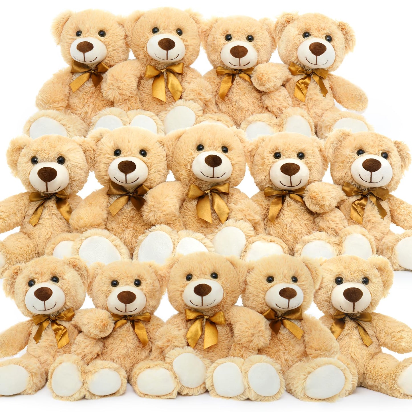 MorisMos 6Pcs Teddy Bears Bulk Baby Shower, 14inch Cute Teddy Bear Stuffed Animals Plush, Small Stuffed Bears on Centerpiece Baby Shower, White