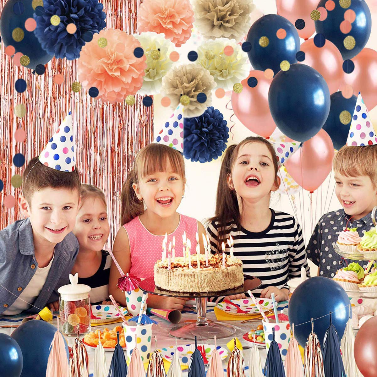 OuMuaMua 62Pcs Pink Gold Confetti Latex Balloons Kit, 12 Inch Pink White Gold Helium Balloons Party Supplies for Confession Proposal Wedding Girl Birthday Baby Shower Party Decoration
