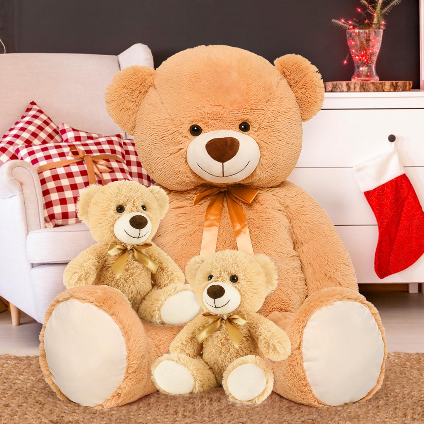 MorisMos 6Pcs Teddy Bears Bulk Baby Shower, 14inch Cute Teddy Bear Stuffed Animals Plush, Small Stuffed Bears on Centerpiece Baby Shower, White