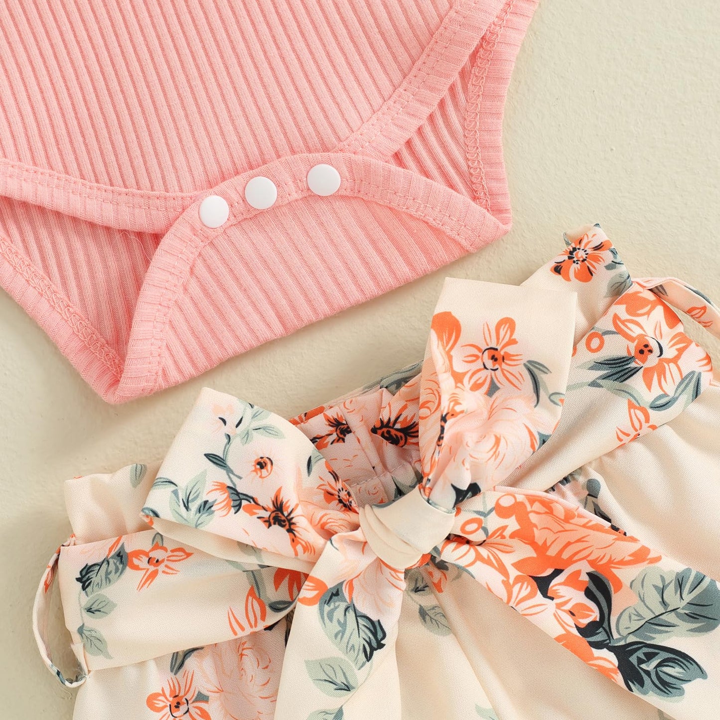 Hello World Newborn Outfit Baby Girl Going Home Outfit Ruffle Ribbed Romper Top Floral Pants Set Cute Summer Clothes