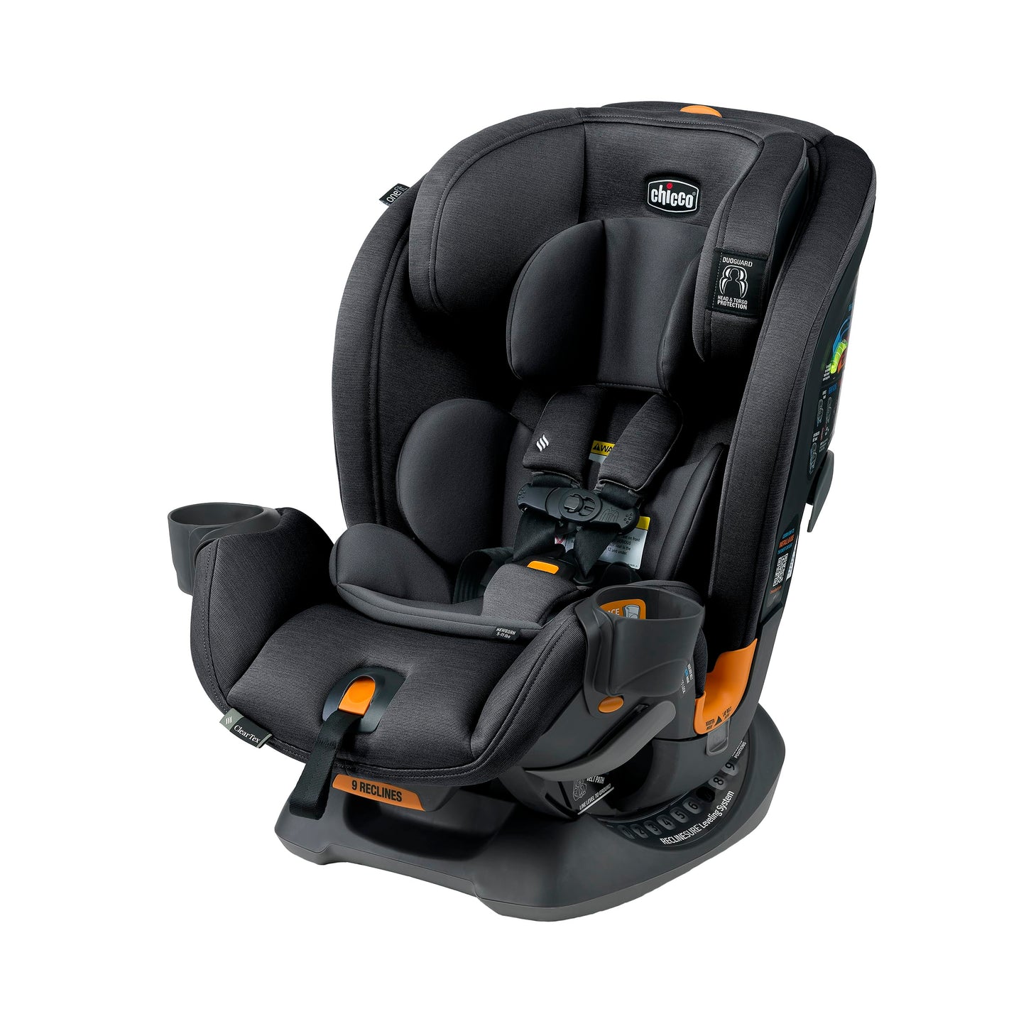 Chicco OneFit ClearTex All-in-One Car Seat, Slim Design, Rear-Facing Seat for Infants 5-40 lbs., Forward-Facing 25-65 lbs., Booster 40-100 lbs., Convertible Car Seat | Lilac/Purple