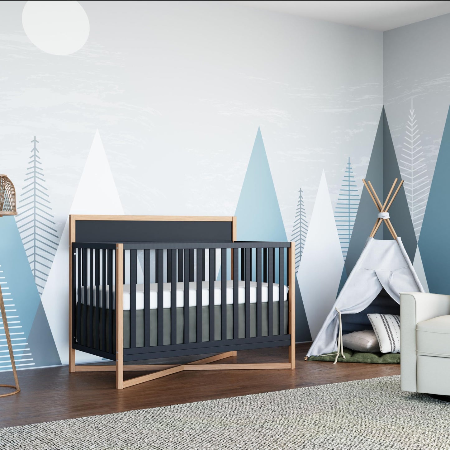 Dream On Me Owen 5-in-1 Convertible Crib in White Oak, Greenguard Gold & JPMA Certified Baby Crib, Converts from Crib to Toddler Bed, Day Bed, Kids Sofa & Full Size Bed