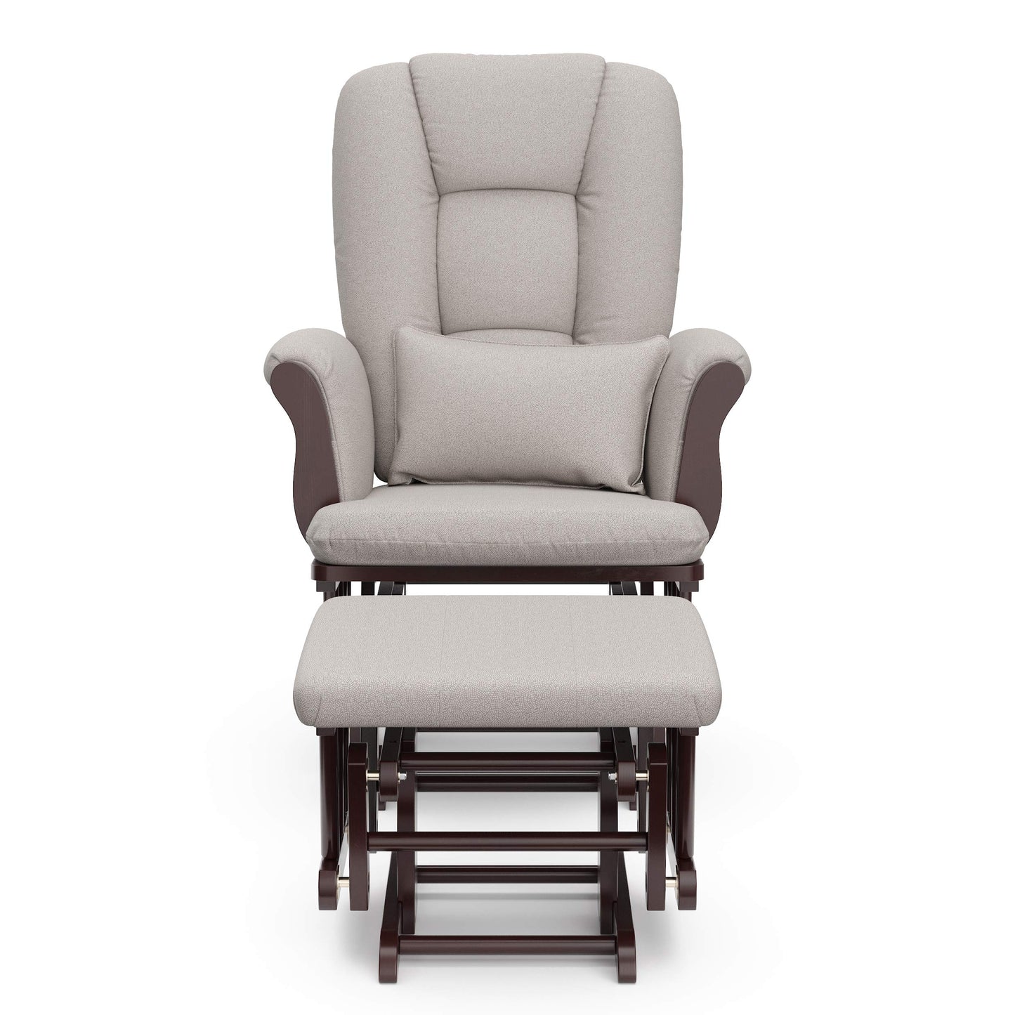 Storkcraft Tuscany Custom Glider and Ottoman with Free Lumbar Pillow (White/Slate Gray Swirl) - Cleanable Upholstered Comfort Rocking Nursery Chair with Ottoman