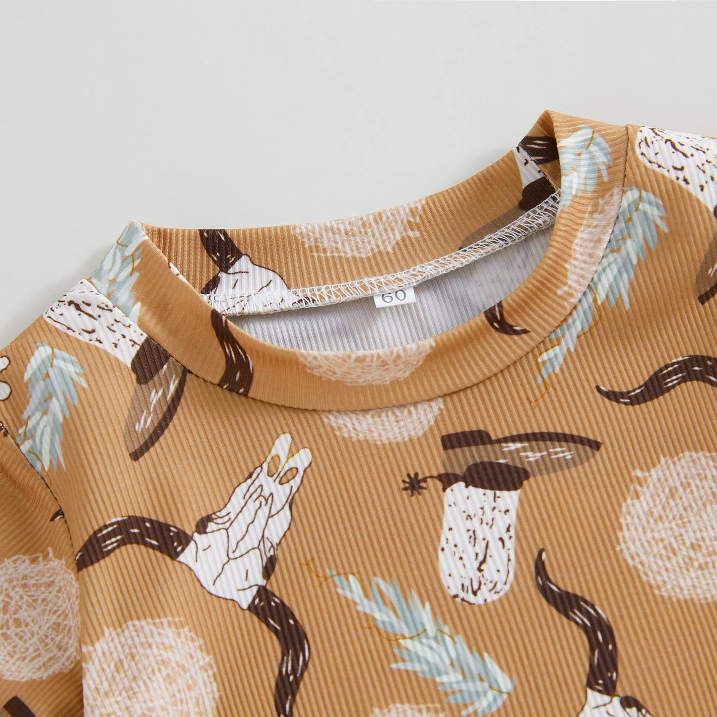 Gueuusu Country Baby Clothes Boy Girl Western Cow Print Short Sleeve Romper Bodysuit Ribbed One Piece Jumpsuit Summer Outfit
