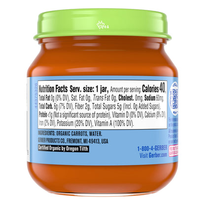 Gerber Stage 1 Baby Food, Organic Butternut Squash Jar, Baby Puree, Non-GMO, Vegetable, Puree Jars Glass, 10-pack