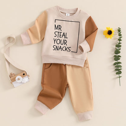 Toddler Baby Boy Fall Clothes Letter Print Long Sleeve Sweatshirt Elastic Pants Cute Kids Winter Outfits