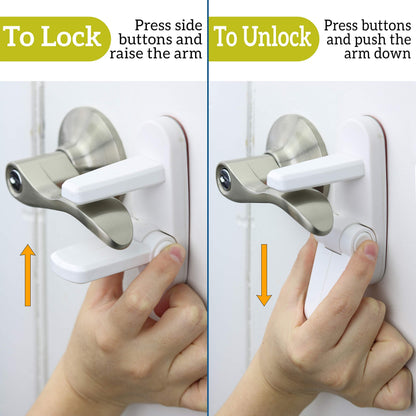 Door Lever Lock (2 Pack) – Prevents Toddlers from Opening Doors – Easy One-Hand Operation for Adults – Durable ABS with 3M Adhesive Backing – No Tools Needed for Install