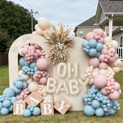 Sage Green Baby Shower Decorations,Boho Greency Neutral Balloon Arch with Oh Baby Balloon Banner Green Gold Balloons For Boy Girl Woodland Baby Shower Birthday Party Supplies