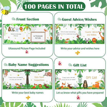 27 Pcs Butterfly Floral Baby Shower Guest Book Set Baby Shower Sign in Guest Floral Book Place Table Cards with Gold Pen Adhesive Photo Corner for Birthday Party