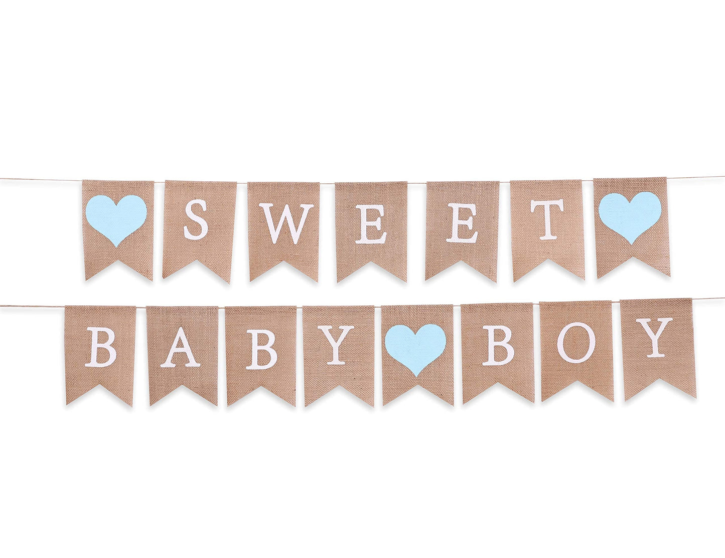 Sweet Baby Boy Burlap Banner - Rustic Baby Shower Decorations, Photo Props (Sweet Baby Boy Blue)