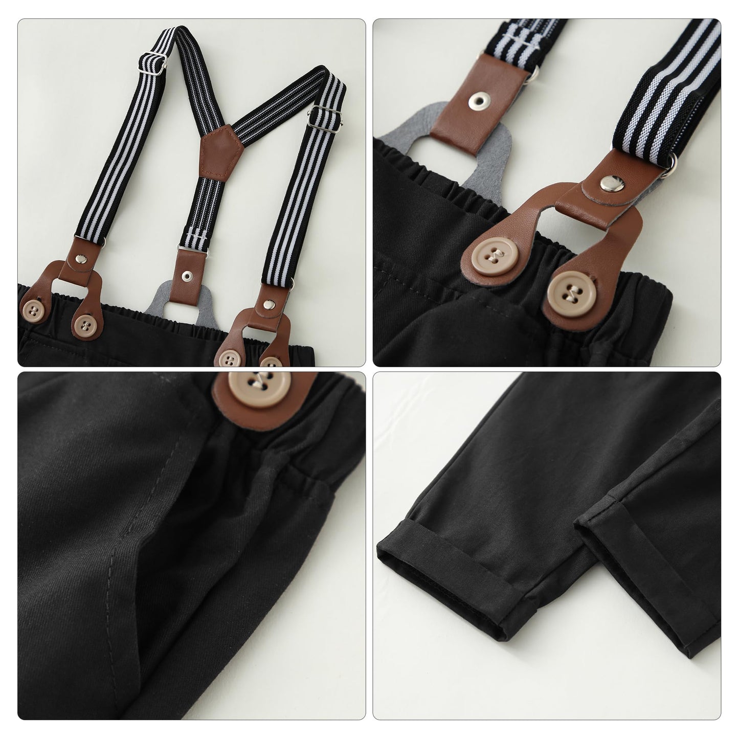 ZOEREA Baby Boy Suit 0-24M Gentleman Outfit Clothes Set Infant Long Sleeve Dress Shirt+Suspender Pants+Bowtie+Beret Hat