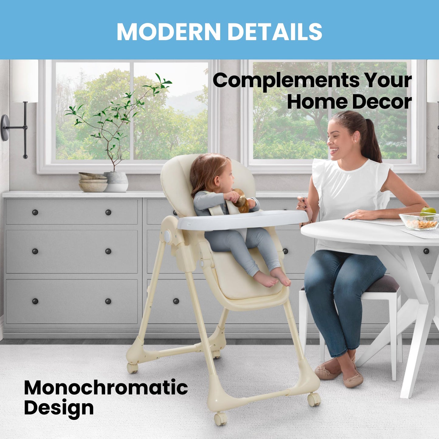 Delta Children Little Folks 2-in-1 SlimFold High Chair for Babies and Toddlers, Sage Green