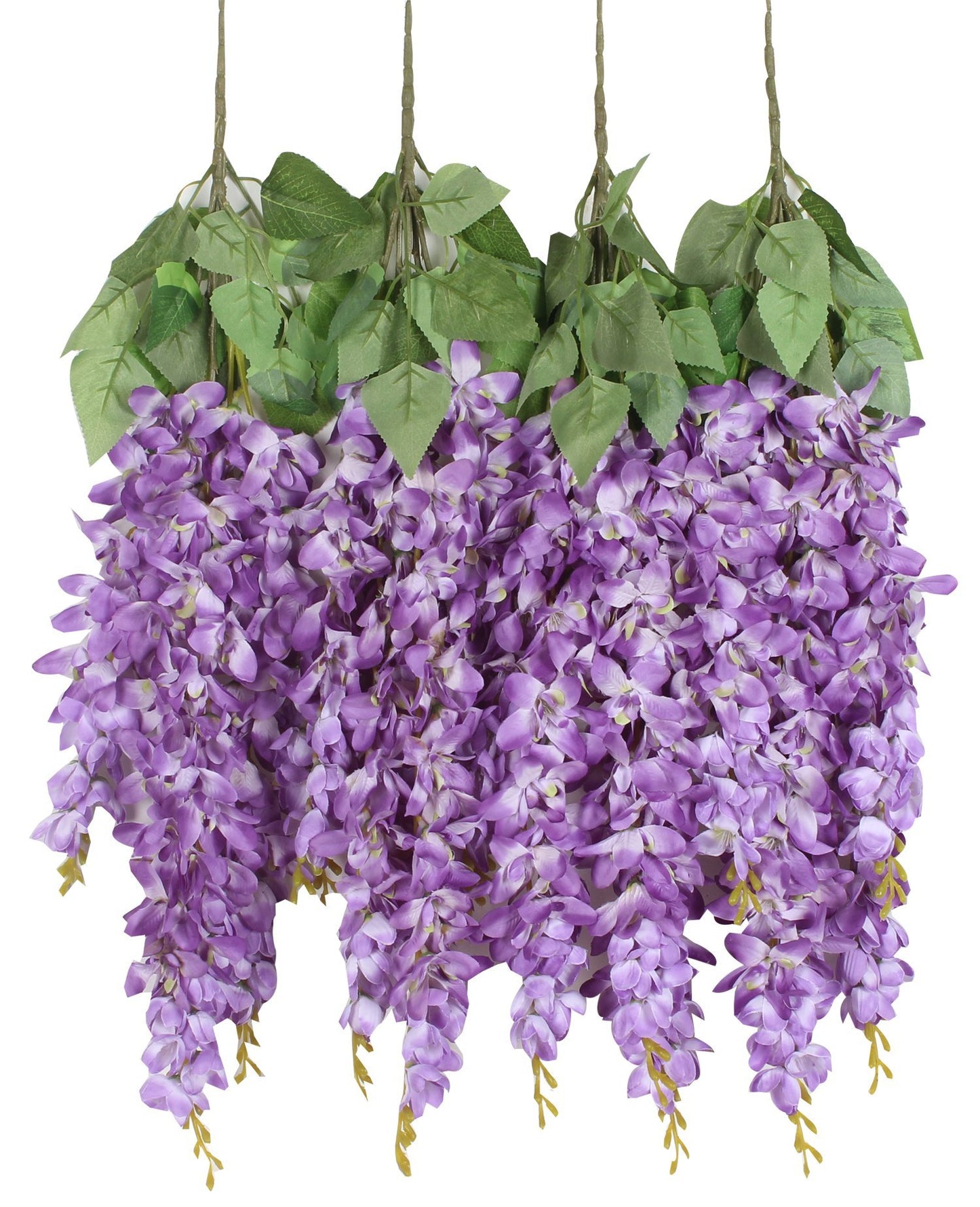 Duovlo Silk Wisteria Flower Artificial 2.13 Feet Hanging Wisteria Vine Fake Flower Bush String Home Party Wedding Decoration,Pack of 4 (Pink)