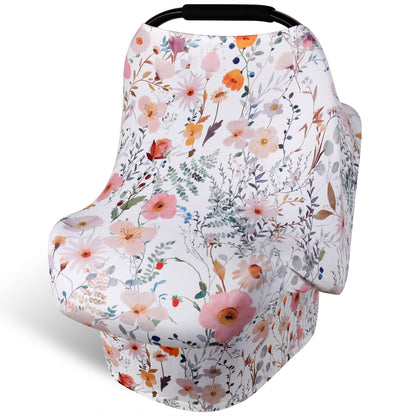 Rquite All-in-1 Car Seat Cover Baby, Carseat Covers for Girl Boy, Stretchy Soft Infant Car Seat Cover, Multi-use Baby Carrier Cover, Car Seat Canopy, Stroller Sun Shade, Nursing Breastfeeding Cover