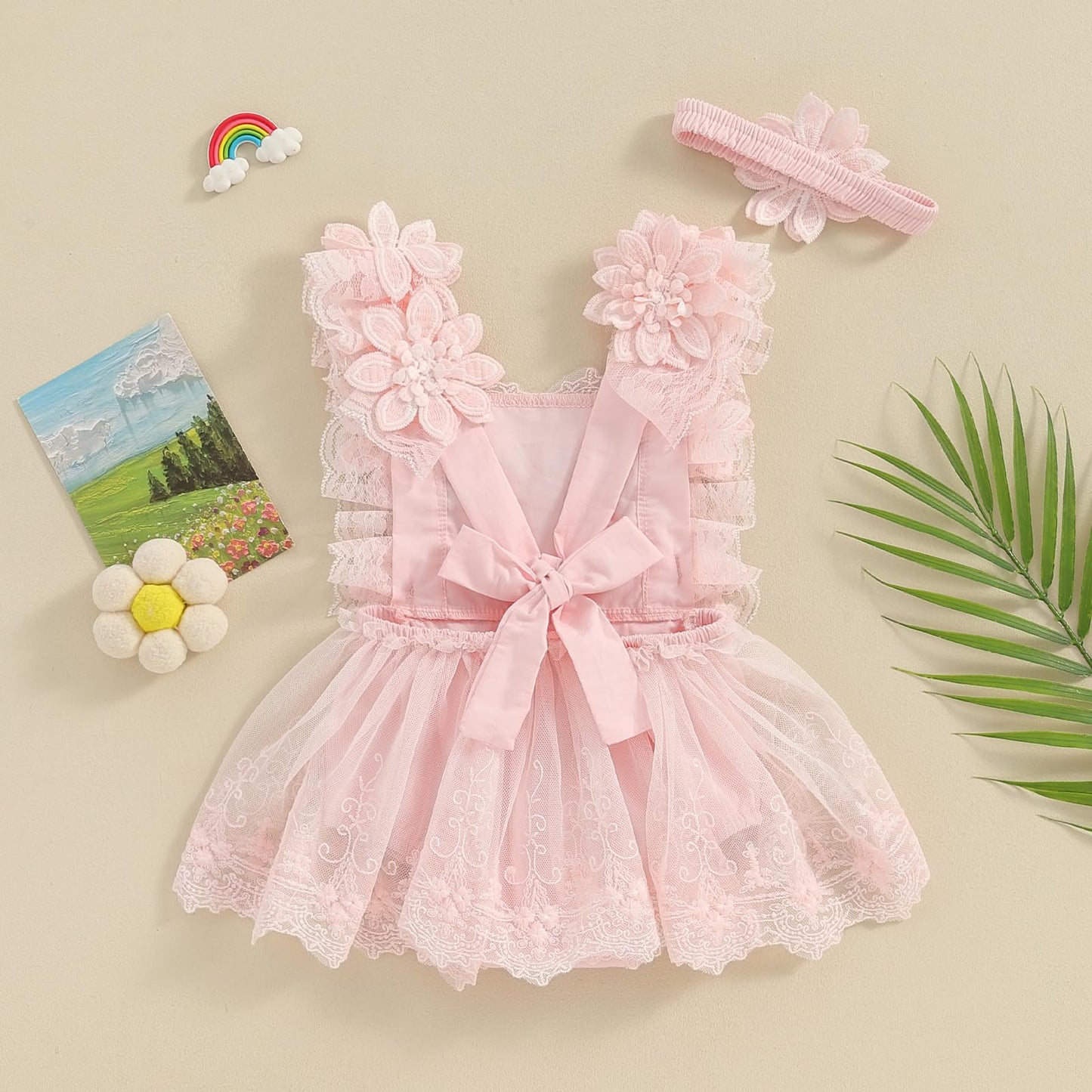 Mubineo Baby Girl Summer Clothes Lace Romper Skirt Dress Princess Outfits Sleeveless Flower Newborn Outfit