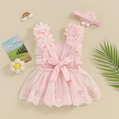 Mubineo Baby Girl Summer Clothes Lace Romper Skirt Dress Princess Outfits Sleeveless Flower Newborn Outfit