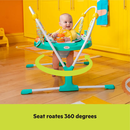Bright Starts Bounce Bounce Baby 2-in-1 Activity Center Jumper & Table - Playful Pond (Green), 6 Months+