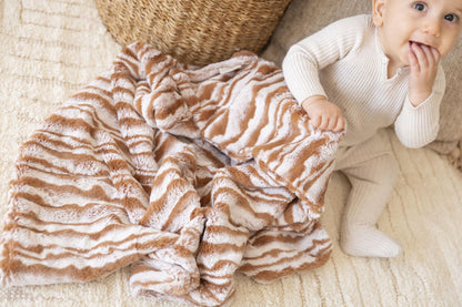 Cuddle Cookie Baby Wavey Faux Fur Blanket, 27 x 33 inches, in Gift Box (Pink)