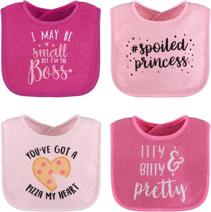 The Peanutshell Baby Girl Terry Bib Set of 8-100% Cotton, Soft, Absorbent Baby Bibs, Toddler Girl Set, Newborn & Infant Bib - Pink