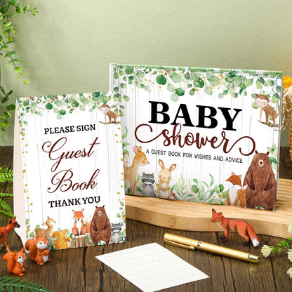 27 Pcs Butterfly Floral Baby Shower Guest Book Set Baby Shower Sign in Guest Floral Book Place Table Cards with Gold Pen Adhesive Photo Corner for Birthday Party