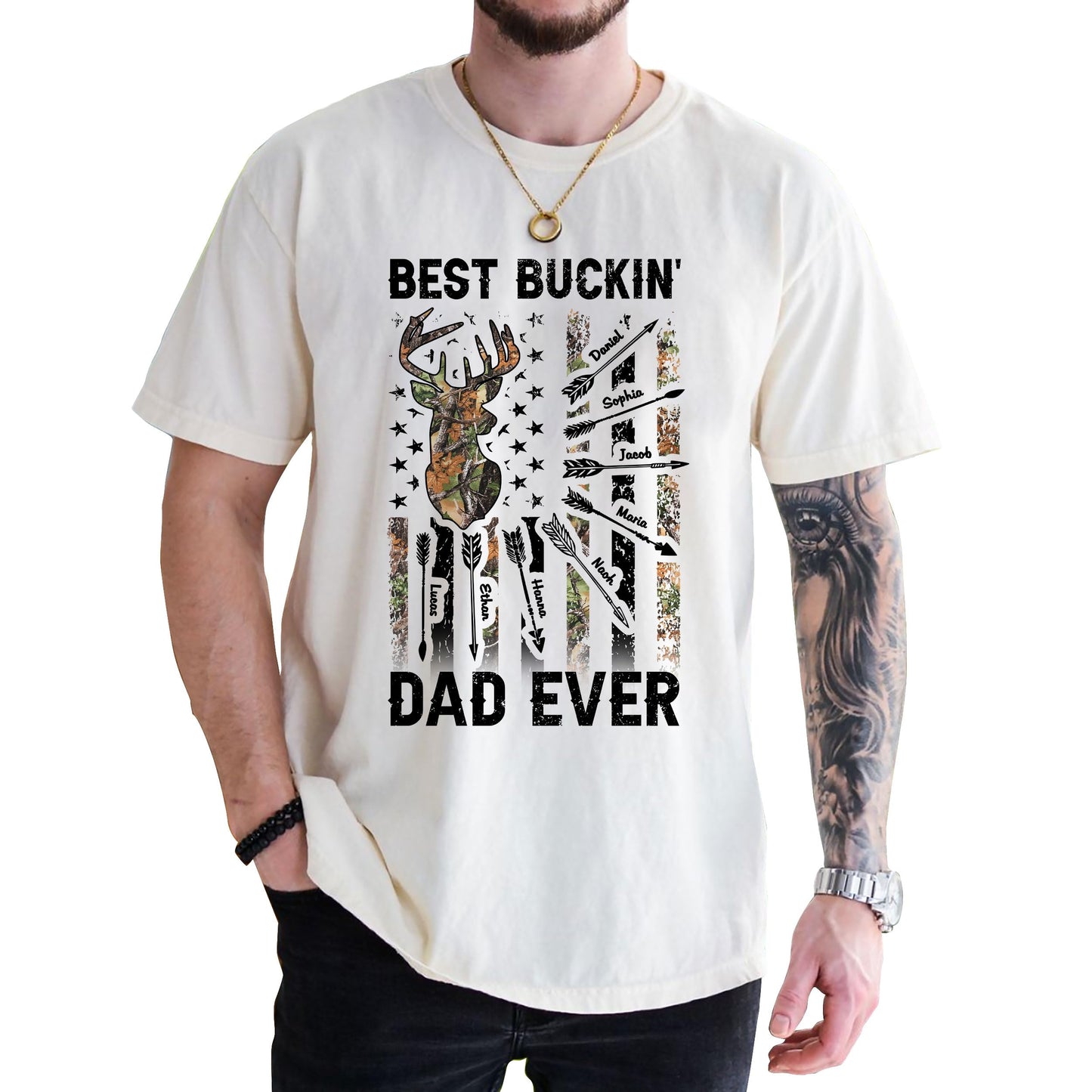 Personalized Fathers Day Shirts for Dad, Grandpa Shirt with Grandkids Names, Gifts for Dad Hunting Fishing