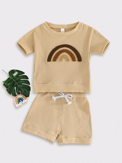 SUREPOCH Baby Boy Clothes Set Summer Toddler Short-Sleeve Shirt & Elastic Waist Shorts Set For Baby Boy Outfits