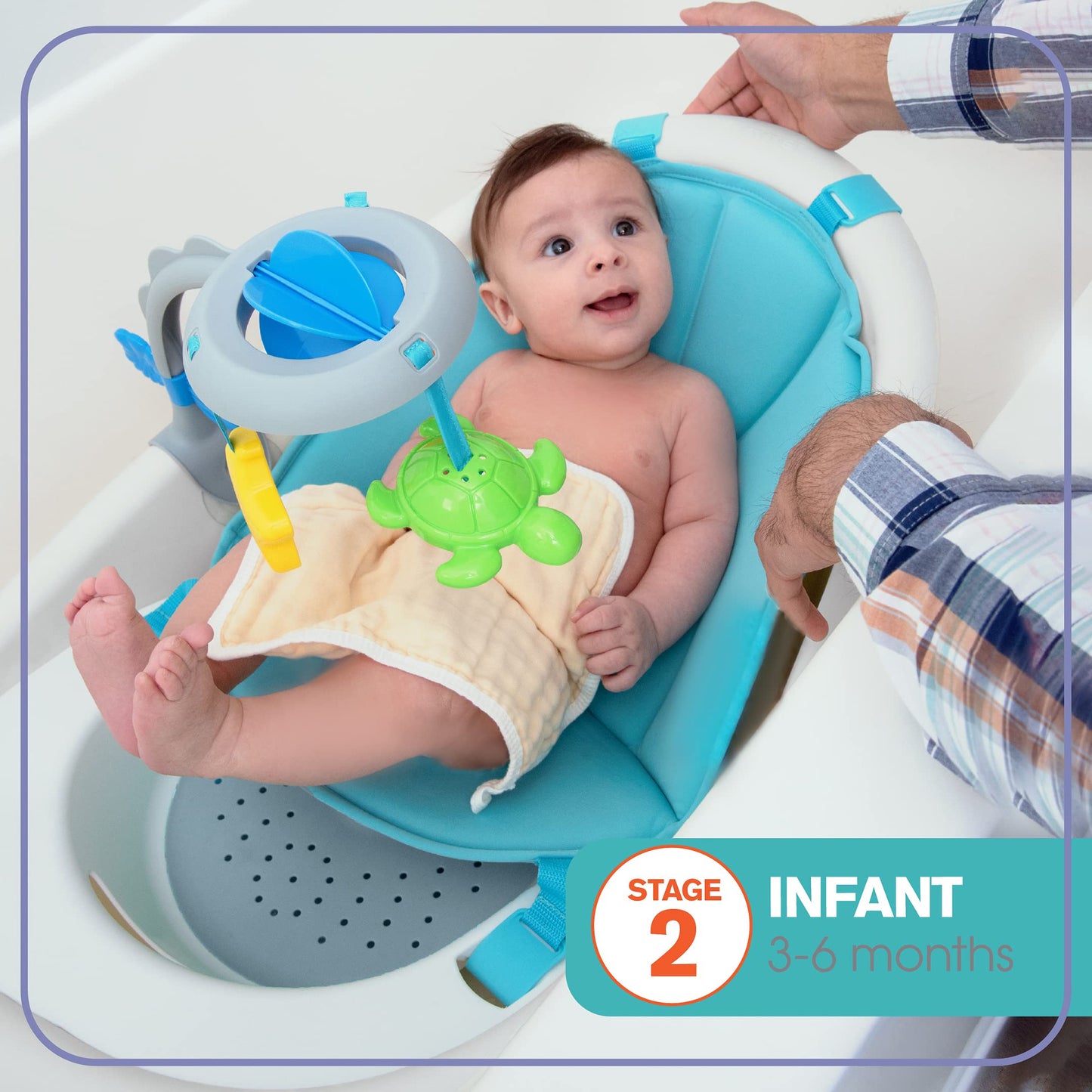 Ingenuity Room to Soak 4-in-1 Baby Bath Tub, Newborn to Toddler, Adjustable Full Coverage Sling, Supportive Seat, Includes 2 Pour & Rinse Cups, Easy Release Drain Plug, 0M+