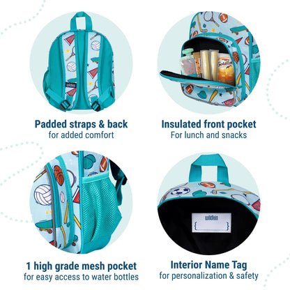 Wildkin 12-inch Kids Backpack – Padded, Adjustable, Ideal for Daycare & Travel - Trains, Planes, and Trucks