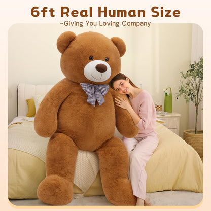 MaoGoLan Giant Big Teddy Bear 4 Feet 47 inch Life Size Tan Plush Bear Brown Stuffed Animal for Children Boyfriend