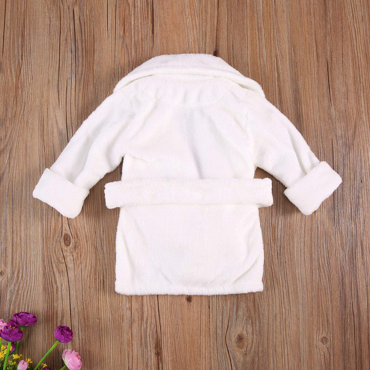 Qiylii Unisex Baby Plush Bathrobe Plain Kimono Gown Newborn Toddler Girls Boys Towel Robe Nightwear Clothes