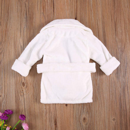 Qiylii Unisex Baby Plush Bathrobe Plain Kimono Gown Newborn Toddler Girls Boys Towel Robe Nightwear Clothes