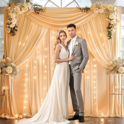 10x10ft Pink Backdrop Curtain with Lights String for Parties Wedding Wrinkle Free Soft Curtains Photo Backdrop Drapes for Girls Birthday Baby Shower Background Decorations 5x10ft, 2 Panels