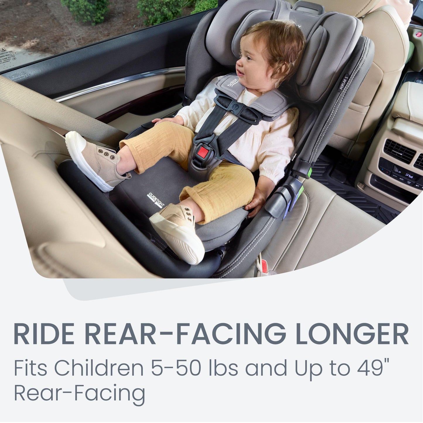 Britax Poplar S Convertible Car Seat, 2-in-1 Car Seat with Slim 17-Inch Design, ClickTight Technology, Arctic Onyx