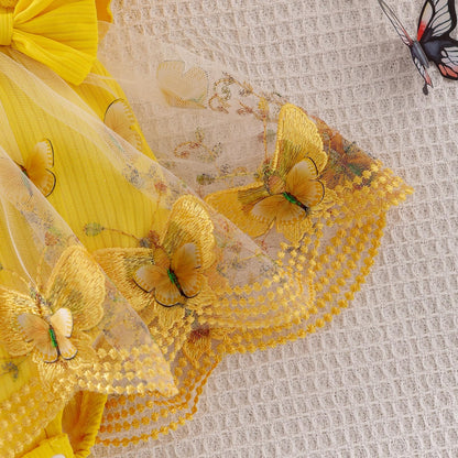 Baby Girl Clothes Newborn Summer Outfits Butterflies Embroidery Tulle Ruffle Sleeveless Infant Romper 0-18 Months