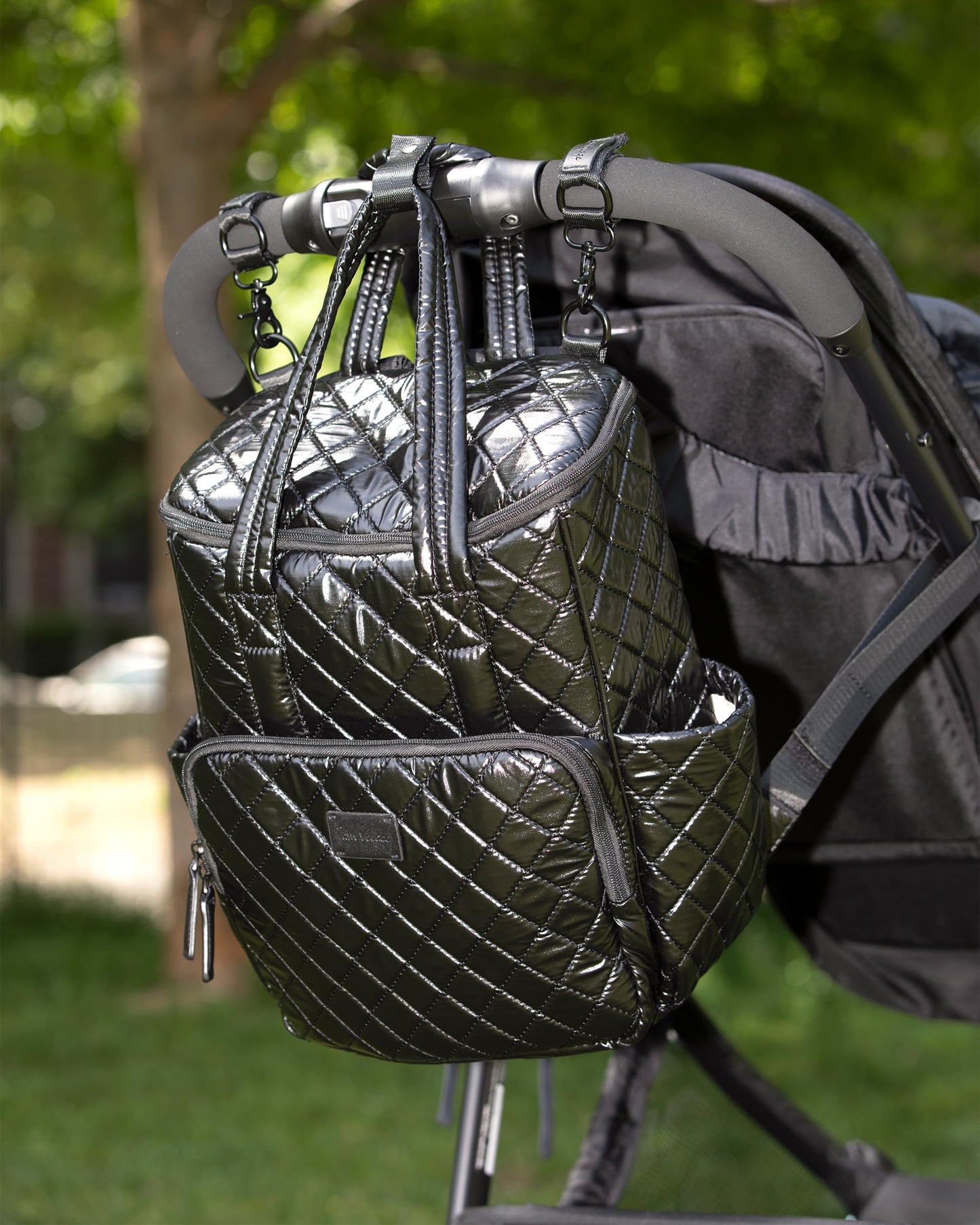 7AM London Baby Diaper Bag – Multifunctional Travel Backpack with Stroller Hooks & Adjustable Shoulder Straps, Baby Essentials, Water Repellent, With Diaper Changing Pad | (Black Polar)