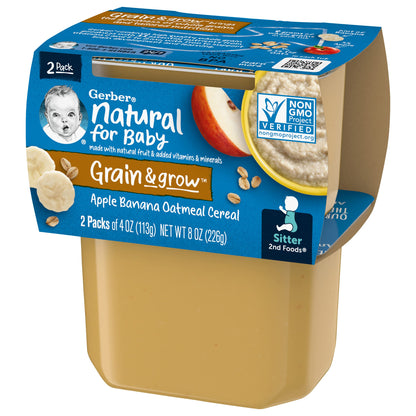 Gerber 2nd Foods Tubs Breakfast Cereal Variety Pack, 3 Pear Cinnamon Oatmeal, 3 Apple Banana Oatmeal, 3 Apple Banana Mixed, 3 Apple Mango Rice, 3 Apple Strawberry Blueberry, 15 CT