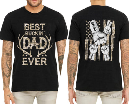 Personalized Fathers Day Shirts for Dad, Grandpa Shirt with Grandkids Names, Gifts for Dad Hunting Fishing