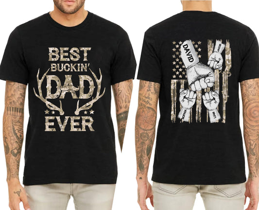 Personalized Fathers Day Shirts for Dad, Grandpa Shirt with Grandkids Names, Gifts for Dad Hunting Fishing