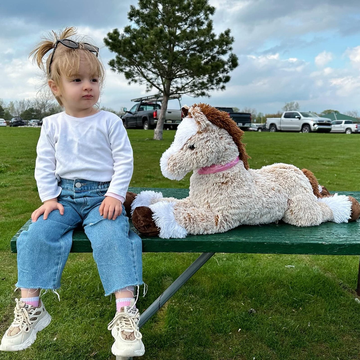 Tezituor Giant Stuffed Animal, 4ft Large Brown Pony Plush Toy, 47 inch Horse Plush Pillow Gift for Boys Girls