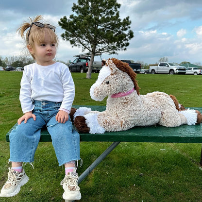 Tezituor Giant Stuffed Animal, 4ft Large Brown Pony Plush Toy, 47 inch Horse Plush Pillow Gift for Boys Girls