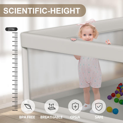 Baby Playpen 50x50 Inch, Play Pens for Babies and Toddlers Baby Fence Baby Play Yards for Indoor & Outdoor with Breathable Mesh Anti-Fall Playpen