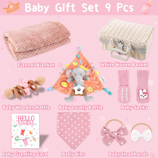 Baby Girls Shower Gift Set New Born Baby Gifts Baby Shower Gifts Basket for New Baby Girls Baby Shower Birthday Party