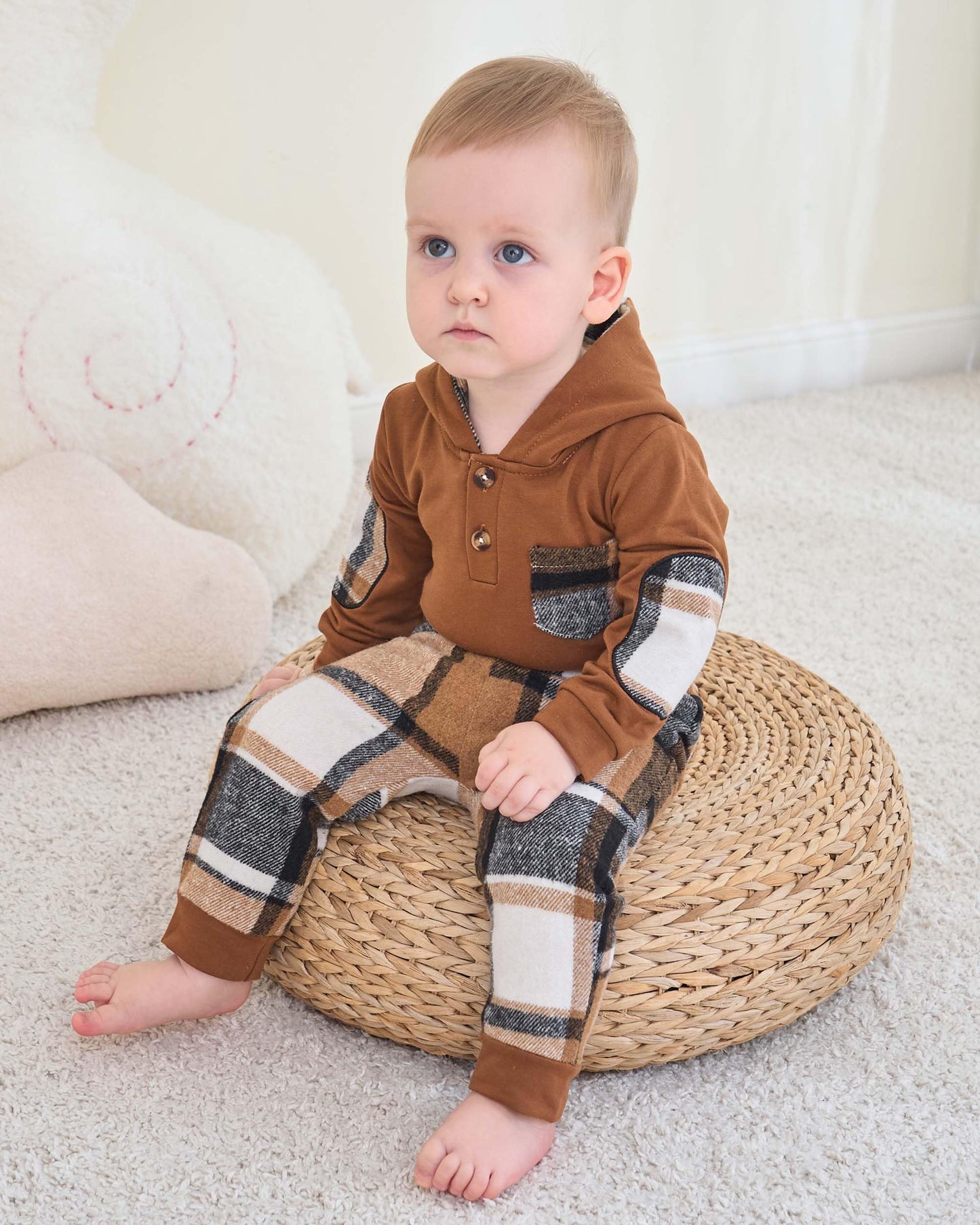 Renotemy Newborn Baby Boy Clothes Infant Boy Outfits Baby Hoodie Romper Fall Winter 0 3 6 9 12 18 Months Baby Clothes for Boy