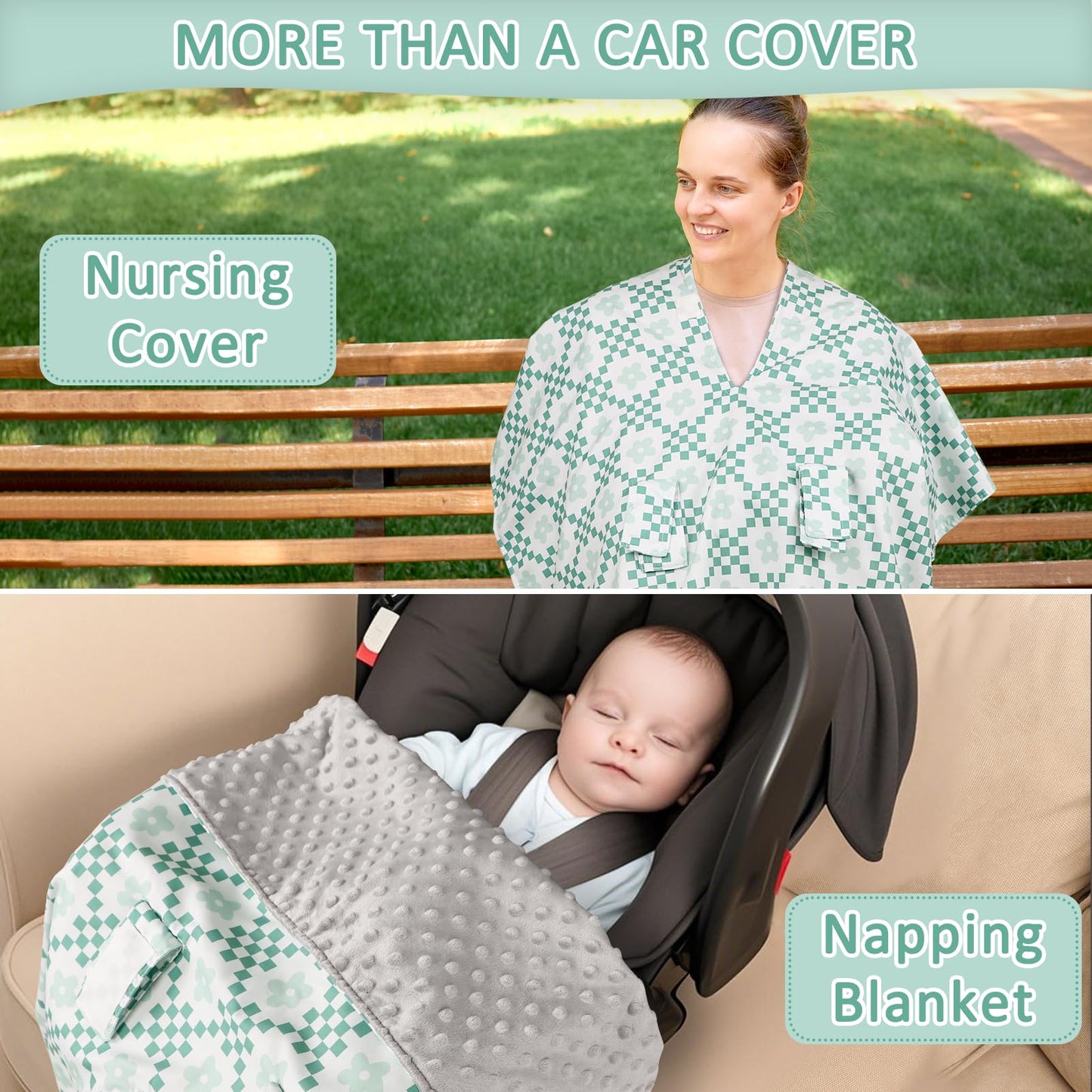 Baby Car Seat Cover, Breathable Infant Carseat Cover for Summer Peekaboo Opening Car Seat Canopy Cover, Nursing Cover for Baby Boys Girls (Blue Dinosaurs)