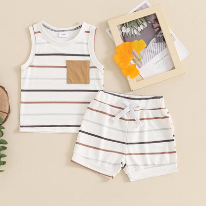 Baby Boy Summer Clothes Striped Tank Tops Camisoles and Shorts Newborn Boys Spring Summer Outfit