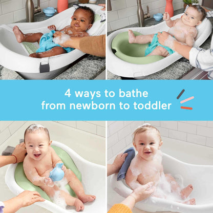 Fisher-Price Baby to Toddler Bath 4-in-1 Sling ‘n Seat Tub with Removable Infant Support and 2 Toys, Climbing Leaves
