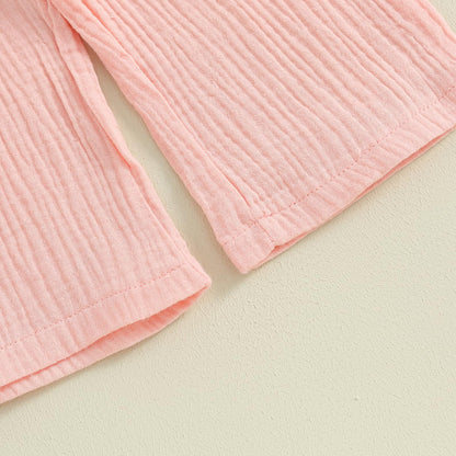 VISGOGO Infant Baby Toddler Girls Clothes Solid Color Sleeveless Camisole Linen Pants Set Baby Summer Outfits